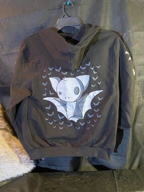 Black Bat Cartoon Graphic Hoodie